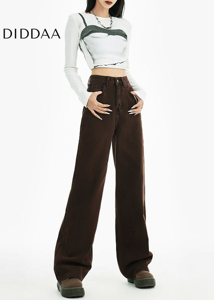 Brown High-Waisted Straight Leg Jeans for Women - Women’s Jeans