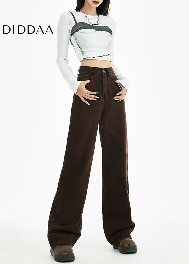 Brown High-Waisted Straight Leg Jeans for Women - Women’s Jeans