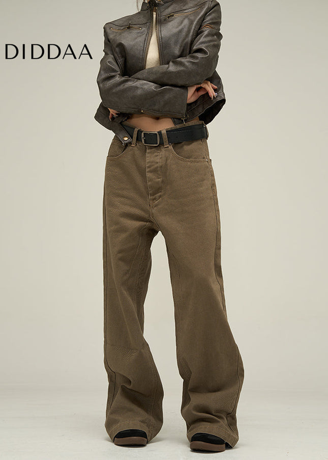 Brown Retro High-End Coffee Pants for Men - Women’s Jeans