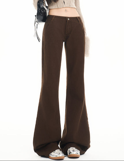 Brown Slim Retro Flared Pants for Women - Women’s Jeans