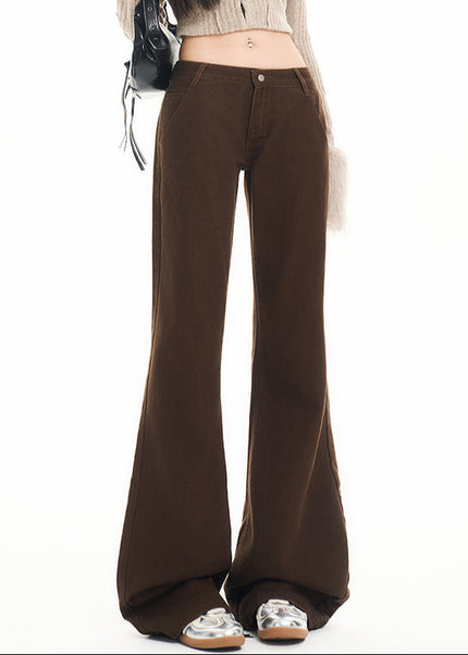 Brown Slim Retro Flared Pants for Women - Women’s Jeans