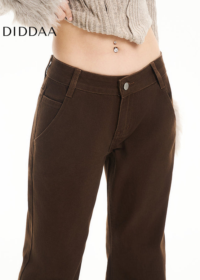Brown Slim Retro Flared Pants for Women - Women’s Jeans
