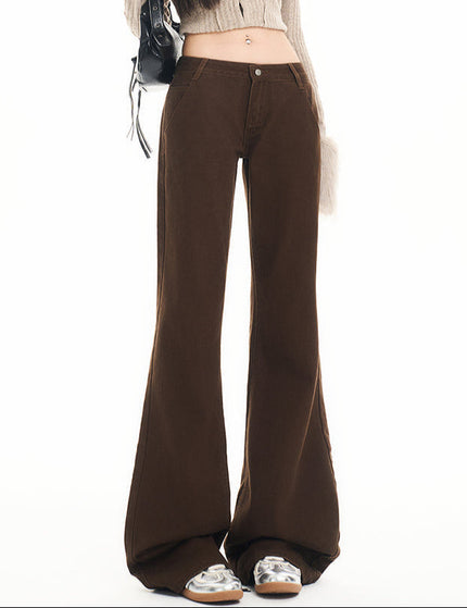 Brown Slim Retro Flared Pants for Women - Women’s Jeans