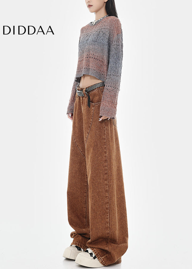 Brown Versatile Wide-Leg Trousers for Women - Women’s Jeans