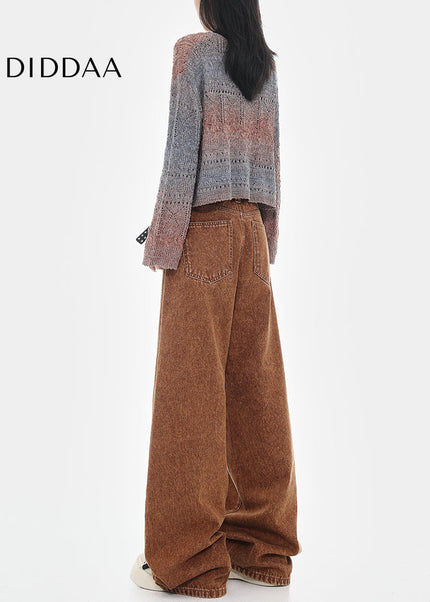 Brown Versatile Wide-Leg Trousers for Women - Women’s Jeans