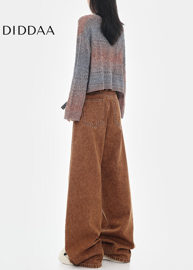 Brown Versatile Wide-Leg Trousers for Women - Women’s Jeans