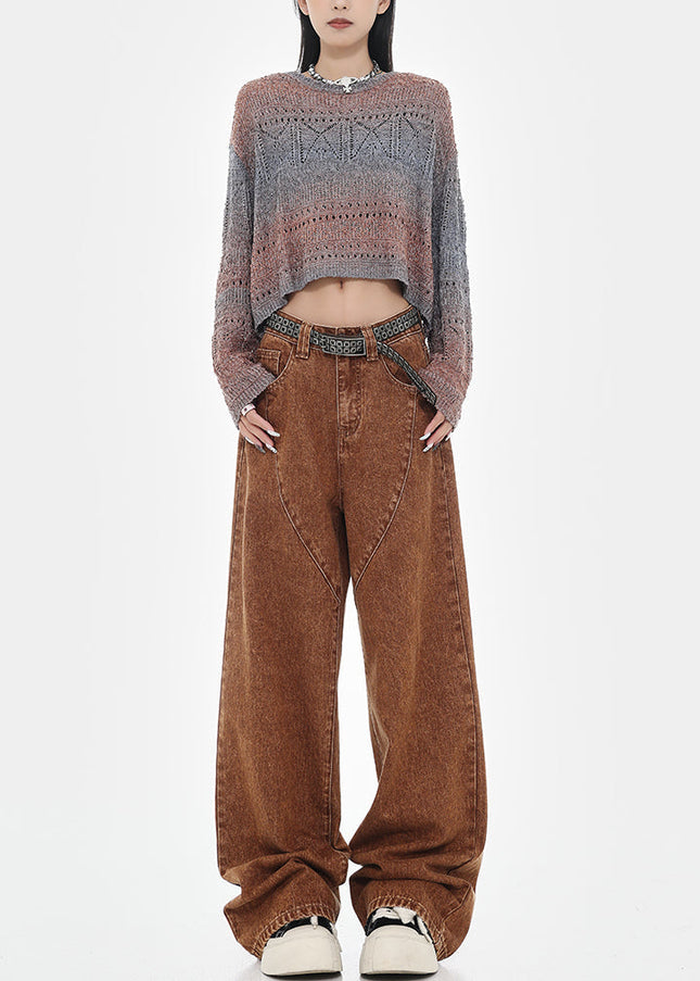 Brown Versatile Wide-Leg Trousers for Women - Women’s Jeans