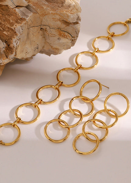 Jieding European and American stainless steel geometric ring bracelet is simple and does not fade, circle stud earrings are versatile earrings cross-border