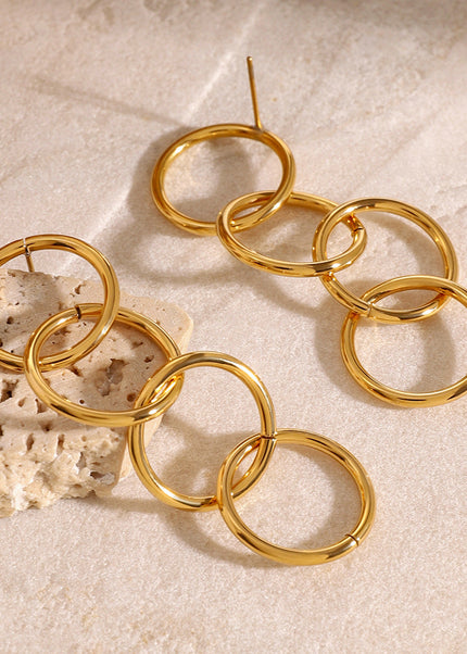 Jieding European and American stainless steel geometric ring bracelet is simple and does not fade, circle stud earrings are versatile earrings cross-border