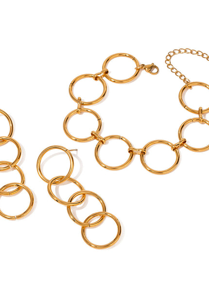 Jieding European and American stainless steel geometric ring bracelet is simple and does not fade, circle stud earrings are versatile earrings cross-border