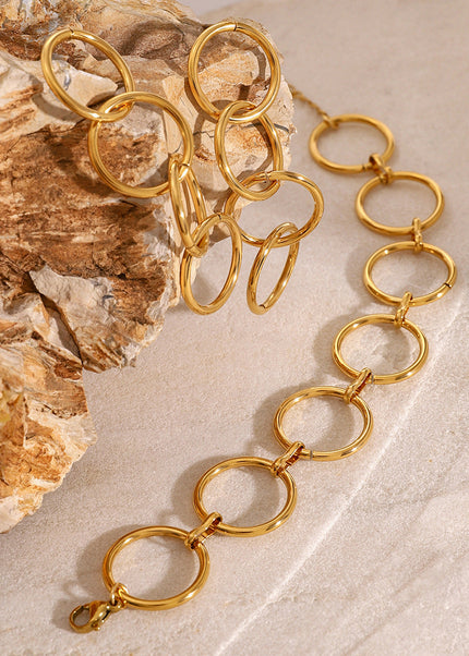 Jieding European and American stainless steel geometric ring bracelet is simple and does not fade, circle stud earrings are versatile earrings cross-border