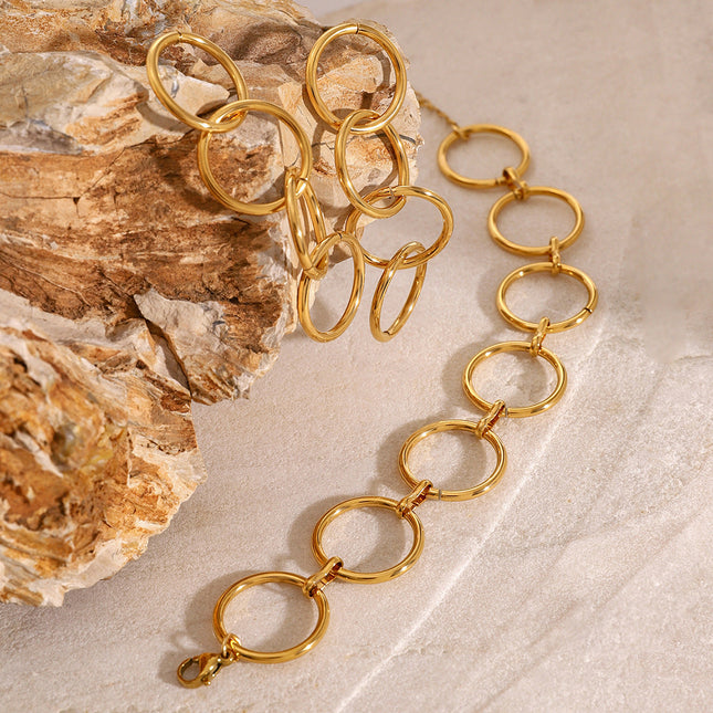 Jieding European and American stainless steel geometric ring bracelet is simple and does not fade, circle stud earrings are versatile earrings cross-border