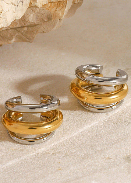 Jieding European and American stainless steel double C earrings high-end niche ins ear clip titanium steel ear jewelry cross-border earring