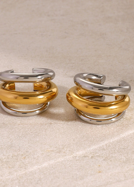 Jieding European and American stainless steel double C earrings high-end niche ins ear clip titanium steel ear jewelry cross-border earring