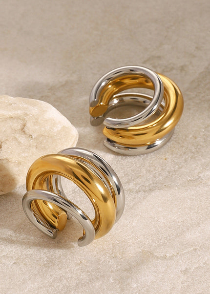 Jieding European and American stainless steel double C earrings high-end niche ins ear clip titanium steel ear jewelry cross-border earring