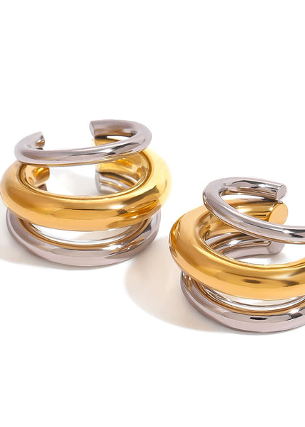 Jieding European and American stainless steel double C earrings high-end niche ins ear clip titanium steel ear jewelry cross-border earring