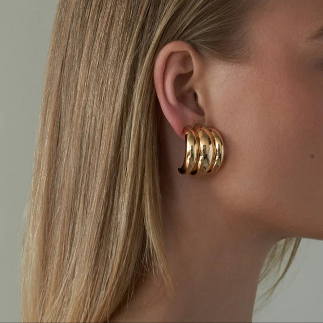 Jieding European and American titanium steel stud earrings, light luxury earrings, niche high-end earrings, stainless steel jewelry, earrings, cross-border