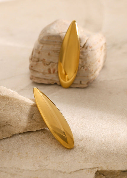 European and American 18K gold stainless steel glossy waterdrop earrings ins minimalist style niche unique high-end titanium steel stud earrings