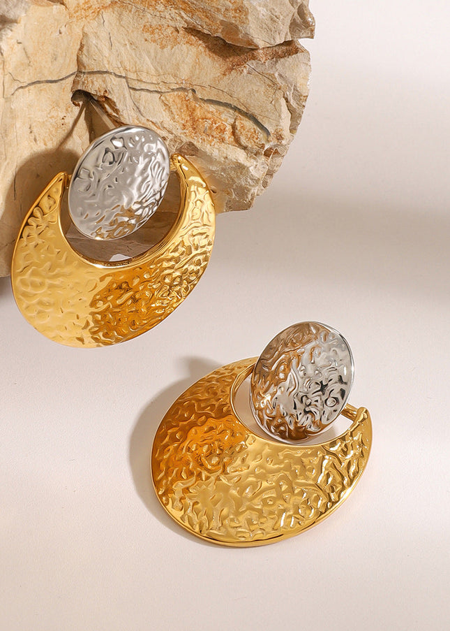 Jieding European and American stainless steel color-blocked earrings high-end niche earrings 18k titanium steel earrings cross-border earring