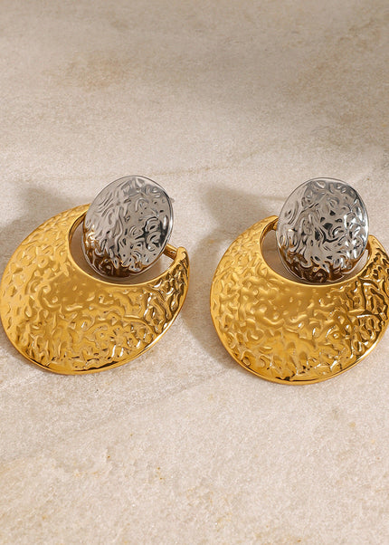 Jieding European and American stainless steel color-blocked earrings high-end niche earrings 18k titanium steel earrings cross-border earring