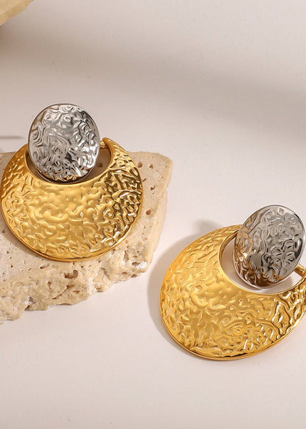 Jieding European and American stainless steel color-blocked earrings high-end niche earrings 18k titanium steel earrings cross-border earring