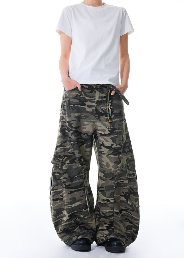 Camo Loose Fit Wide Leg Work Pants MASONSOUL Jeans - Men’s Jeans