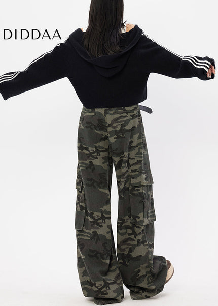 Camouflage Big Pocket High Waist Cargo Jeans - Women’s Jeans