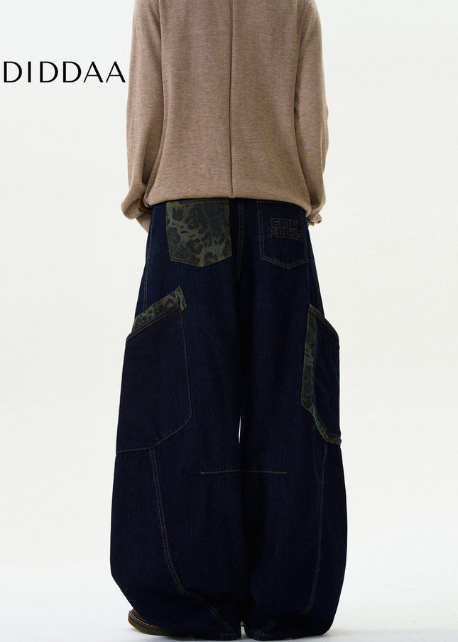 Camouflage Loose Fit Wide Leg Jeans for Men and Women - Men’s Jeans