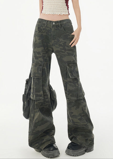 Camouflage Multi-Pocket Flared Jeans for Women - Women’s Jeans