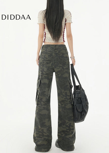 Camouflage Multi-Pocket Flared Jeans for Women - Women’s Jeans