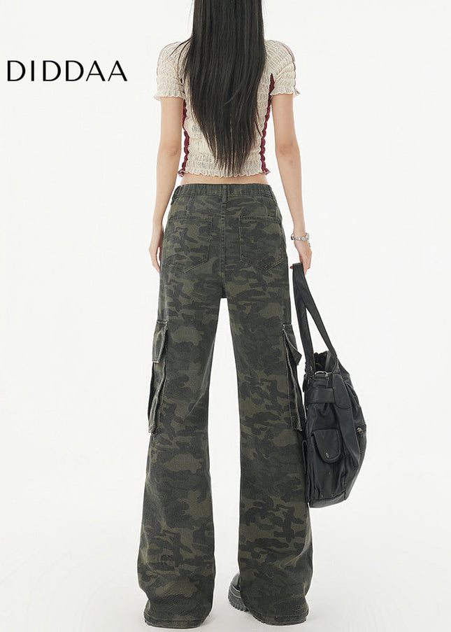 Camouflage Multi-Pocket Flared Jeans for Women - Women’s Jeans