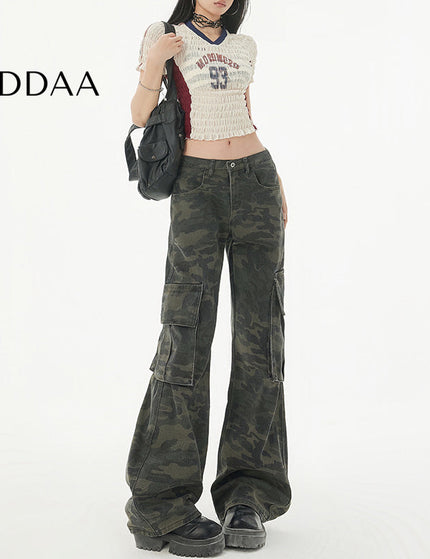 Camouflage Multi-Pocket Flared Jeans for Women - XS / Camouflage - Women’s Jeans