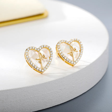 Canelle Earrings | Gold Hollow Heart Zirconia Stud Earrings - Gold - Earrings