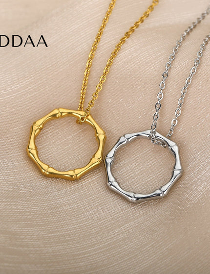 Caribbean Pendant Necklace | Gold Silver Ring Chain - Silver - Necklaces