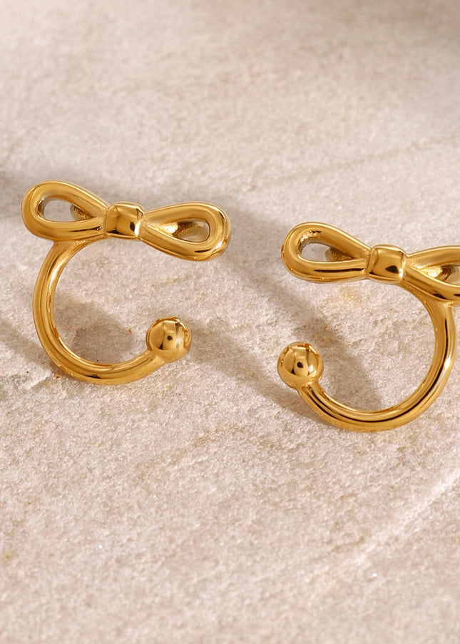 Jieding cross-border European and American stainless steel bow stud earrings high-end niche earrings jewelry 18k gold titanium steel earrings