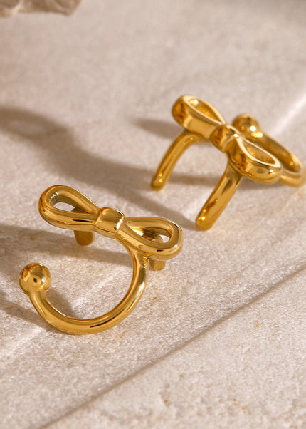 Jieding cross-border European and American stainless steel bow stud earrings high-end niche earrings jewelry 18k gold titanium steel earrings