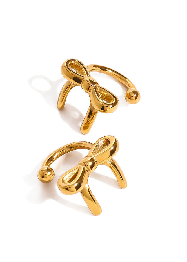 Jieding cross-border European and American stainless steel bow stud earrings high-end niche earrings jewelry 18k gold titanium steel earrings