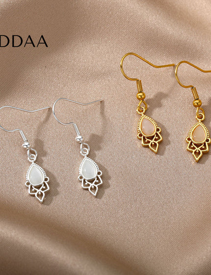 Castello Earrings | Gold Silver Simple Drop Earrings - Silver - Earrings