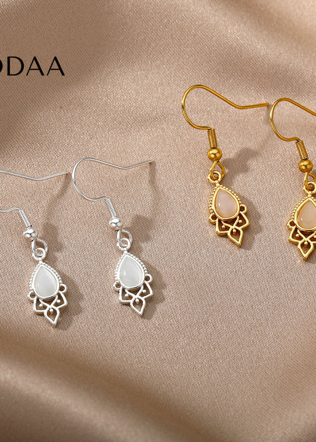 Castello Earrings | Gold Silver Simple Drop Earrings - Silver - Earrings