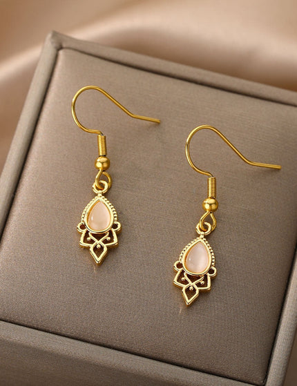Castello Earrings | Gold Silver Simple Drop Earrings - Gold - Earrings