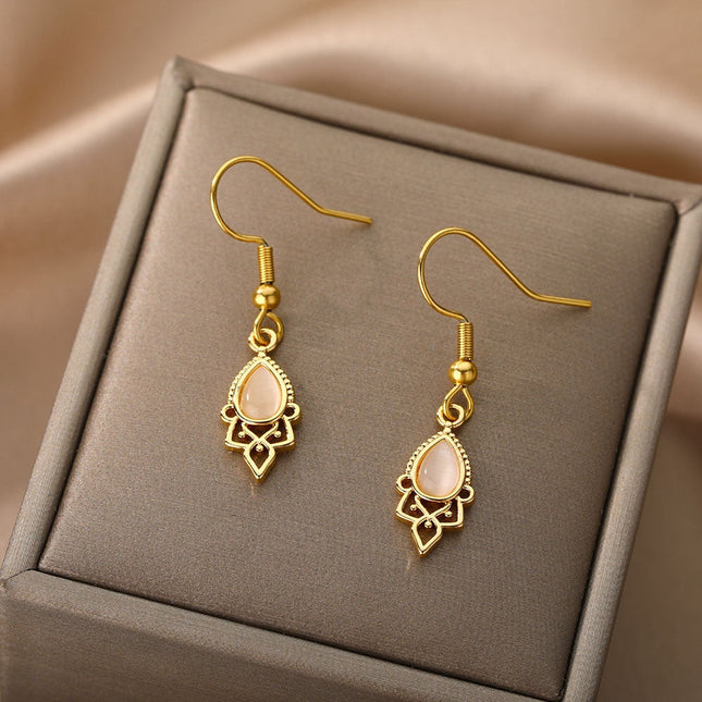 Castello Earrings | Gold Silver Simple Drop Earrings - Gold - Earrings