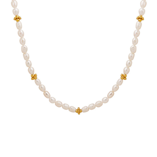 Simple and not faded, ins, fashionable, individual, freshwater, pearl, gold, accessories, necklaces, French trend jewelry