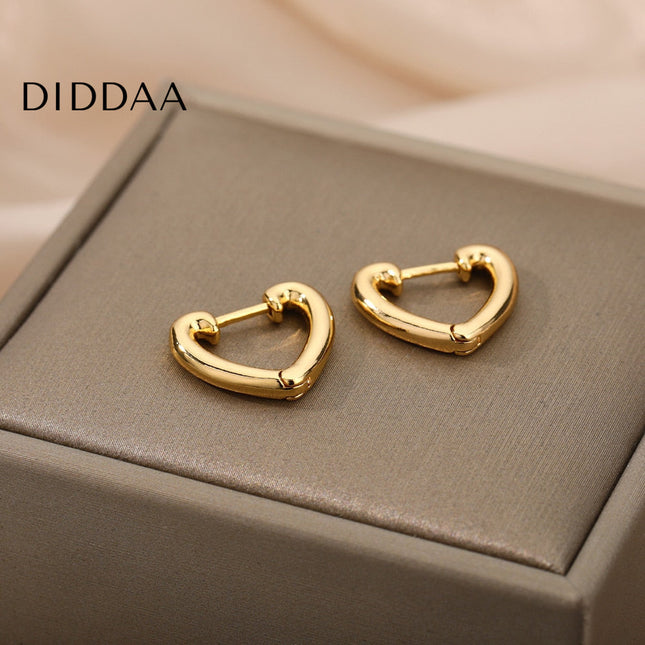 Catalina Earrings | Gold Cute Hollow Love Heart Hoop Earrings - Earrings