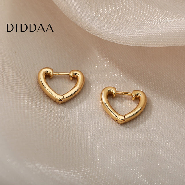 Catalina Earrings | Gold Cute Hollow Love Heart Hoop Earrings - Earrings