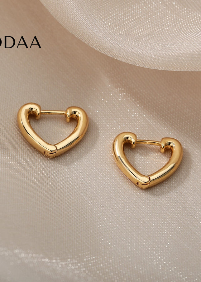 Catalina Earrings | Gold Cute Hollow Love Heart Hoop Earrings - Earrings