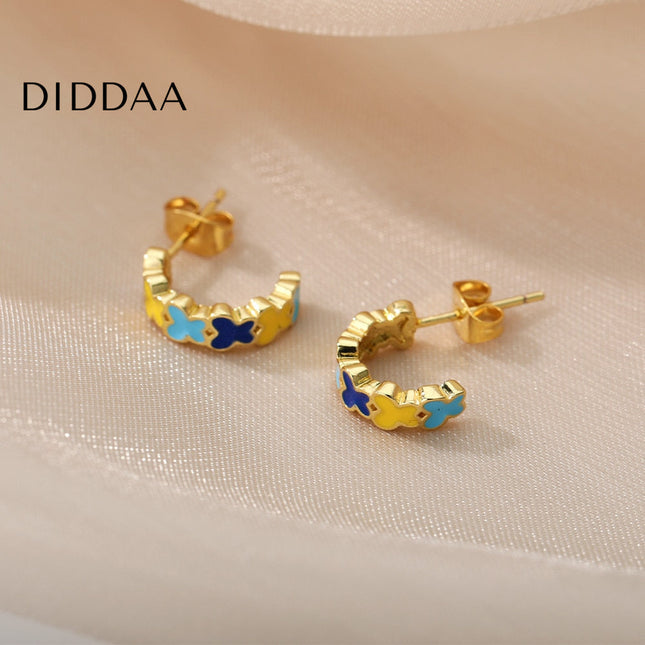 Cedar Earrings | Gold Colorful Simple Stud Earrings - Gold - Earrings