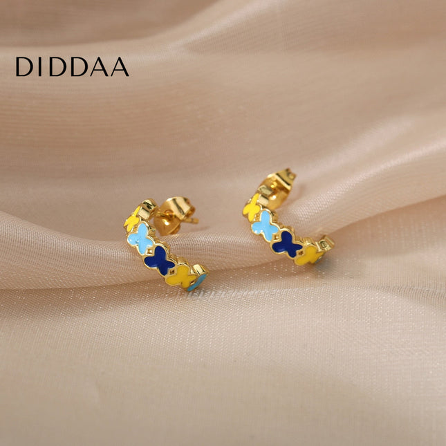 Cedar Earrings | Gold Colorful Simple Stud Earrings - Gold - Earrings