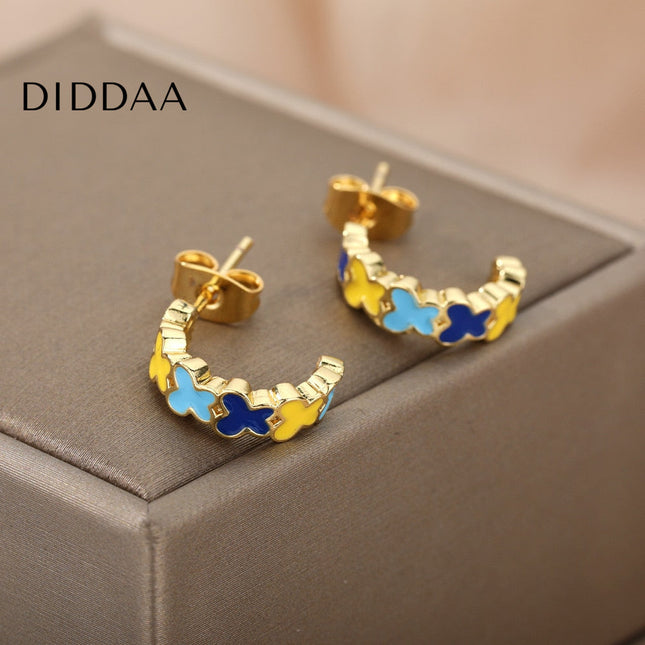 Cedar Earrings | Gold Colorful Simple Stud Earrings - Gold - Earrings