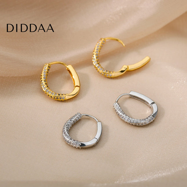 Celeste Earrings | Gold Silver Zirconia Cute Hoop Earrings - Silver - Earrings