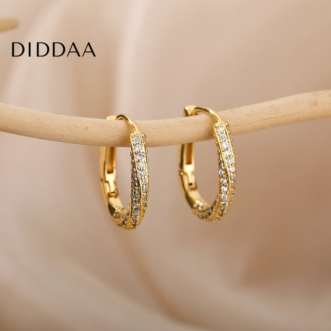 Celeste Earrings | Gold Silver Zirconia Cute Hoop Earrings - Earrings